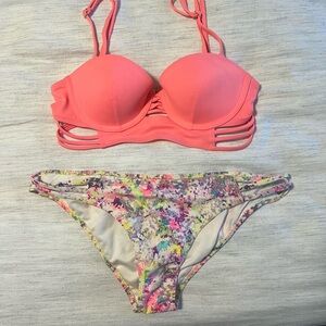 Victoria's Secret Coral and Multicolor Bikini